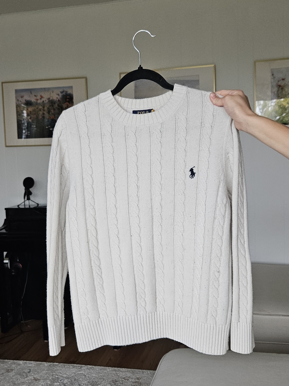 Polo Ralph Lauren Cable Knit Crewneck in Cream Large Like New